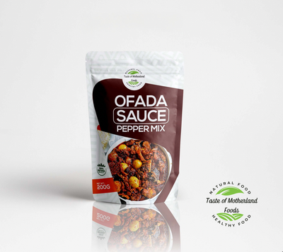 Ofada Sauce Pepper Mix packaging on a white background